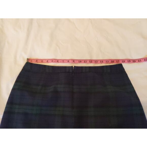 L.L.Bean Women's 16 Navy Blackwatch Plaid Wool Skirt Classic Fit - Picture 10 of 11